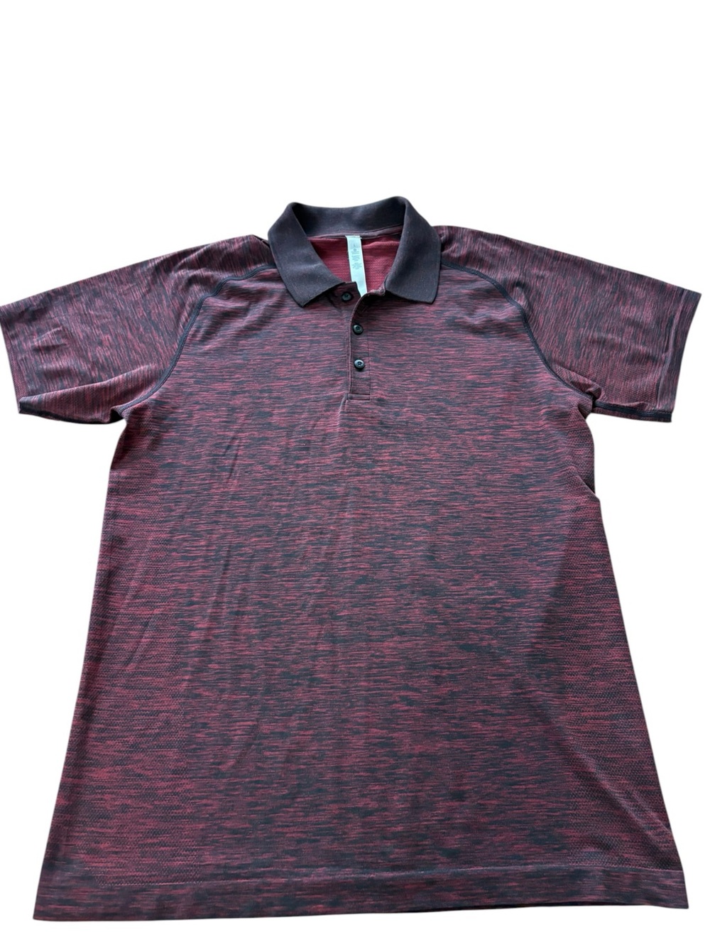 Lululemon Men's Short Sleeve Polo Shirt Heathered Maroon Red Large EUC